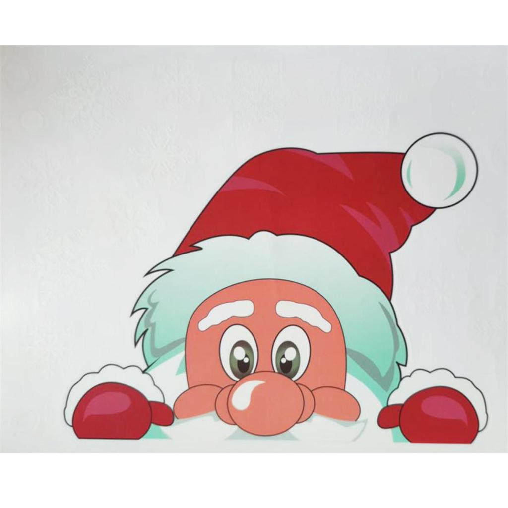 Милые мультяшные наклейки на окна с Санта-Клаусом, лосем и снежинками, статические наклейки, украшения для рождественской вечеринки