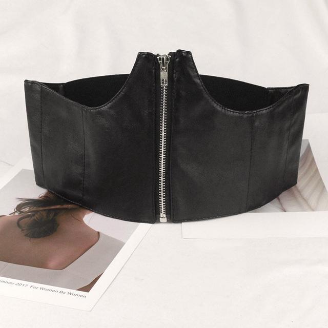 Черный корсет, широкий пояс из искусственной кожи, ремни для похудения для женщин, эластичный пояс с высокой талией