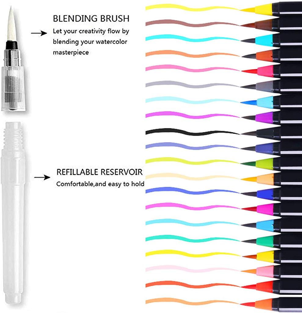 20 цветов акварельные кисти маркеры ручки набор с растушевкой водяной ручки, рисование краской каллиграфия искусство