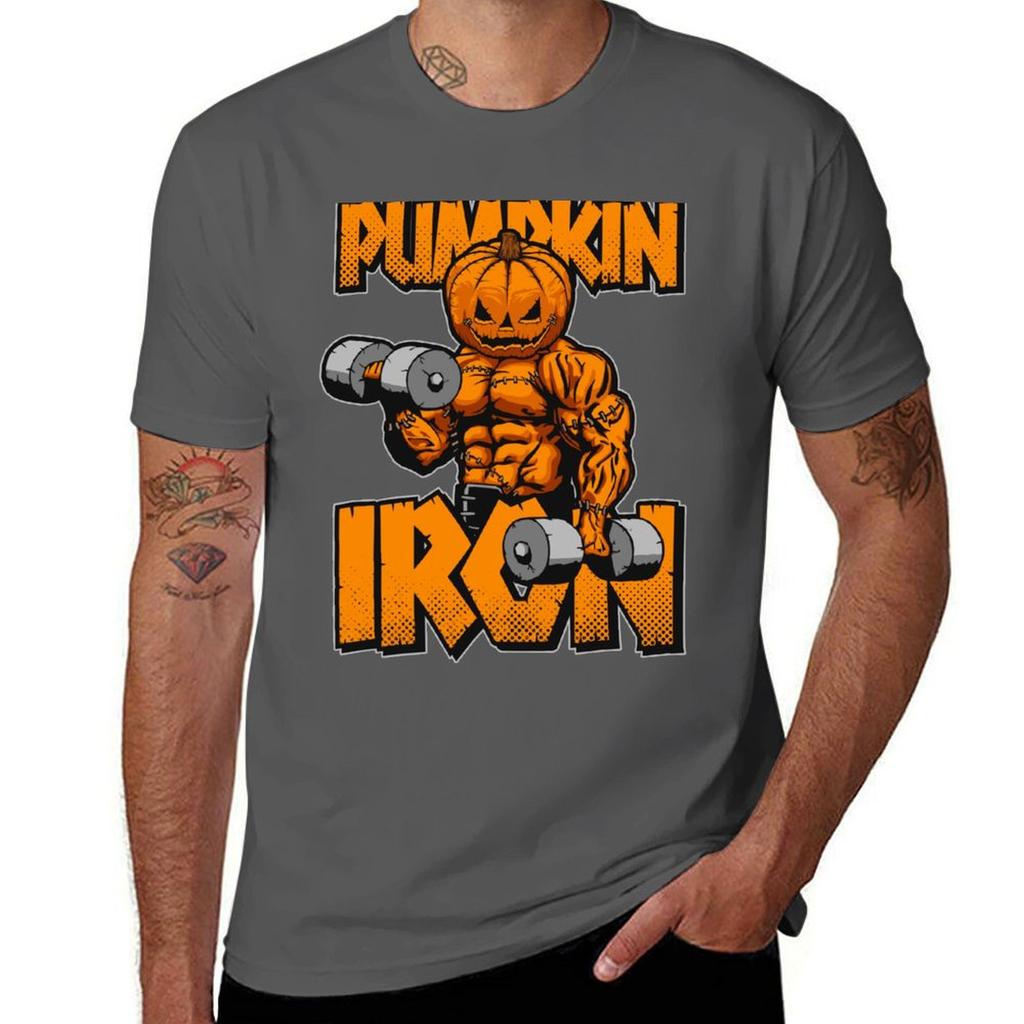 Halloween Workout Pumpkin Iron Bodybuilder Fitness Tshirt Customizeds Graphic T Shirts Quick Drying Unisex Workout Shirt