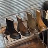 British Style Thick Heel Autumn and Winter Versatile Fashion Thin Boots 2025 Medium Elastic Heel New Boots Medium Boots Women's Boots Thick Sole