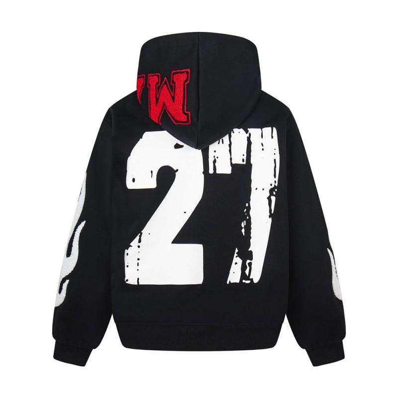 American Streetwear 27 Letters Zip Up Hoodie Men Loose Fit Casual Fall Vibe Sweatshirt