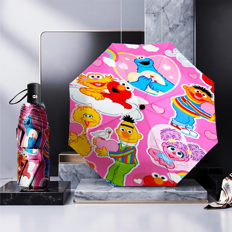 Se-same Characters Umbrella Folding umbrella, automatic umbrella 8-Frame for Travel, camping Use Gift for Halloween Christmas