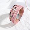 Bohemian Multi-layer Leather Wrap Bracelet with Magnetic Buckle for Women