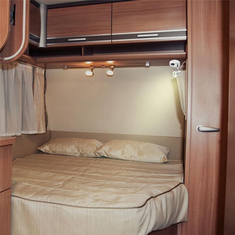 Wall Mounted Bed Lamp For Campers, Trucks, Caravans, Buses, Boats And Utility Vehicles (Silver)