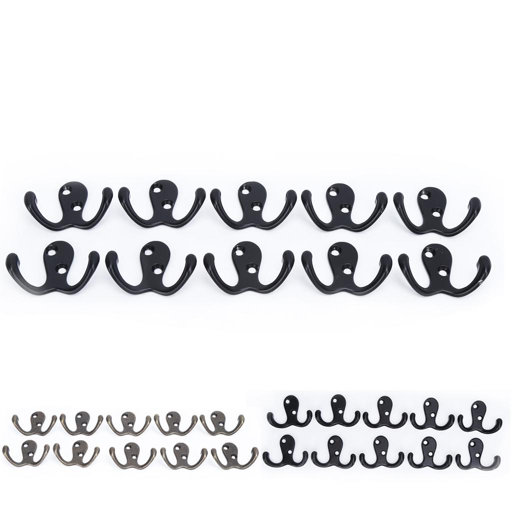 10 шт. крючков для одежды, маленькие, с двойным зубцом, устойчивые к ржавчине, прочные, удобные, настенные, для Coa