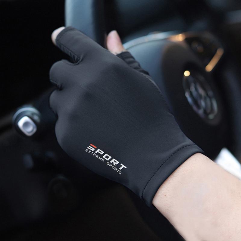 1 Pair Breathable Ice Silk Non-Slip Anti-Uv Outdoor Sports Rider Gloves