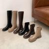 Cowhide Version~ Leather Thick-soled High Knight Boots, Small Man But Knee Boots, Fat Mm Long Boots, Elastic and Thin Boots
