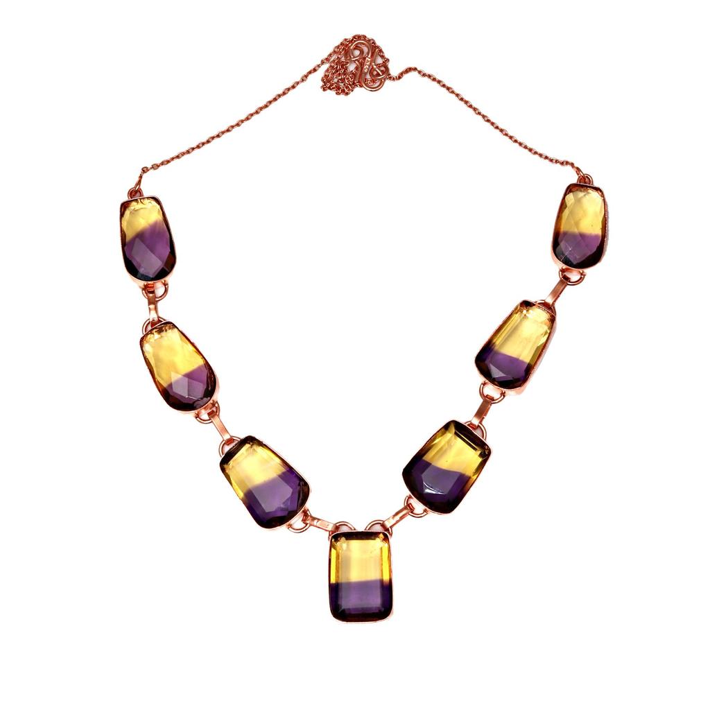 Necklace Bio-Tourmaline Quartz 14 Ct Gold Plated Silver Jewelry 18-20''