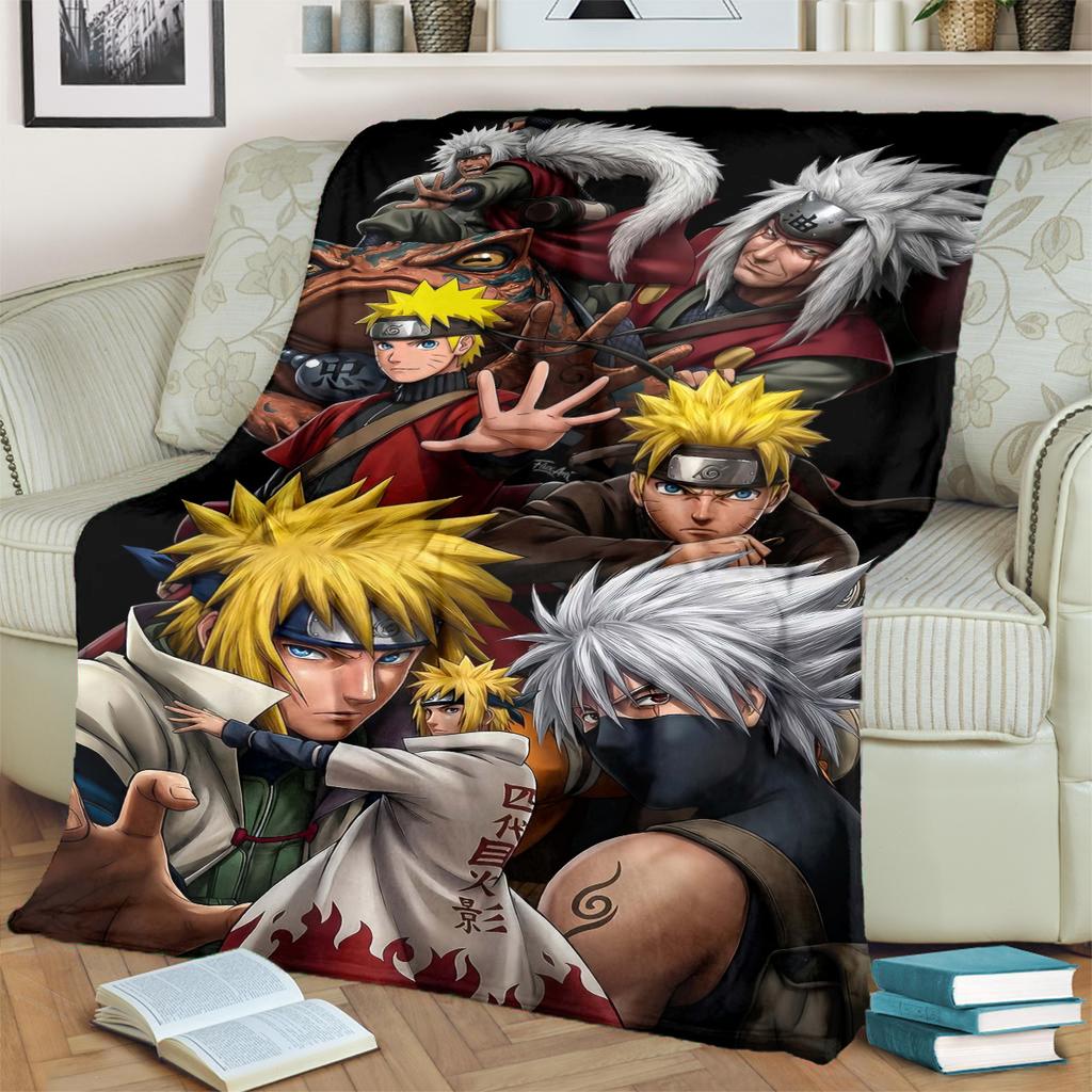 Anime-Naruto Print Blanket Warm Comfortable Flannel Blanket for Bedrooms, Sofas, Beds, Chairs, Picnics, Travel -LXR74