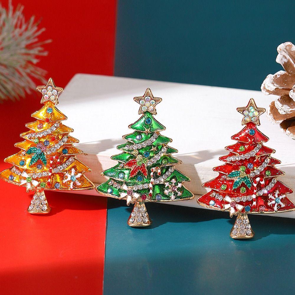Set with Diamonds Colorful Christmas Pins Enamel Brooch Pin Gifts Christmas Tree Brooches