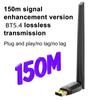 150 м USB Bluetooth 5,4 адаптер Bluetooth-передатчик приемник Bluetooth-ключ для ПК Беспроводная мышь Клавиатура Бесплатный драйвер Windows 11/10/8.1