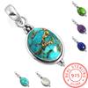 925 Sterling Silver Pendant Women Gemstone Handmade Jewelry Valentine's Day Gift Blue Green Purple Copper Turquoise Pearl Lapis Mother Of Pearl