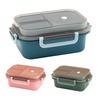 1250ml Lunch Box Double Layer Compartment Large Capacity PP Students Meal Box with Tableware Office Supply