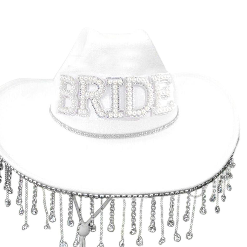 Bride Cowboy Hat Bachelorette Party Hat Bridal Party Hat Tassel Cowboy Hat Mrs Hat Bride Hat Tassel Cowgirl Hat