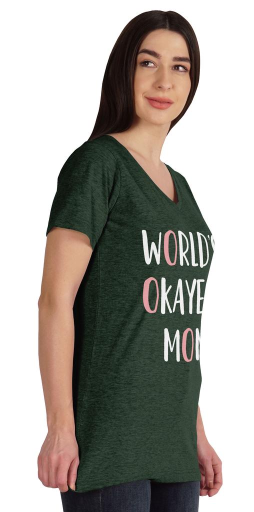 Inkmeso World  S Okayest Mom Graphic Tshirt Short Sleeve Mother  S Day Gift