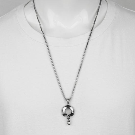 Ожерелье ювелирные изделия в стиле панк Винтаж серебряный цвет вопросительный знак череп кулон украшение на шею ювелирные изделия