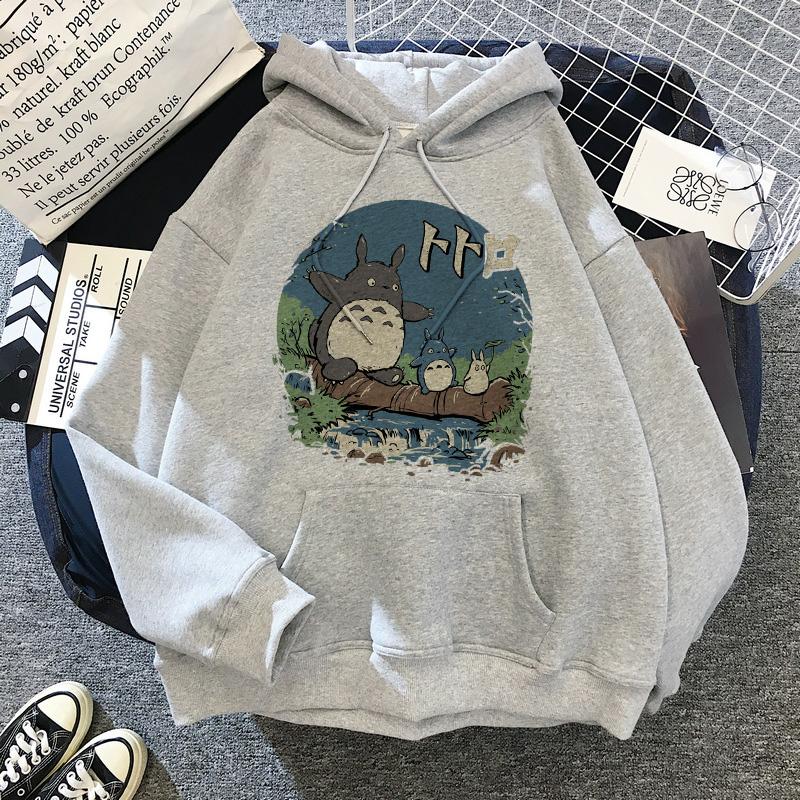 Женская толстовка с длинными рукавами из японского аниме с рисунком Тоторо, женская толстовка Kawaii Hoodeis Miyazaki Hayao Studio, толстовки