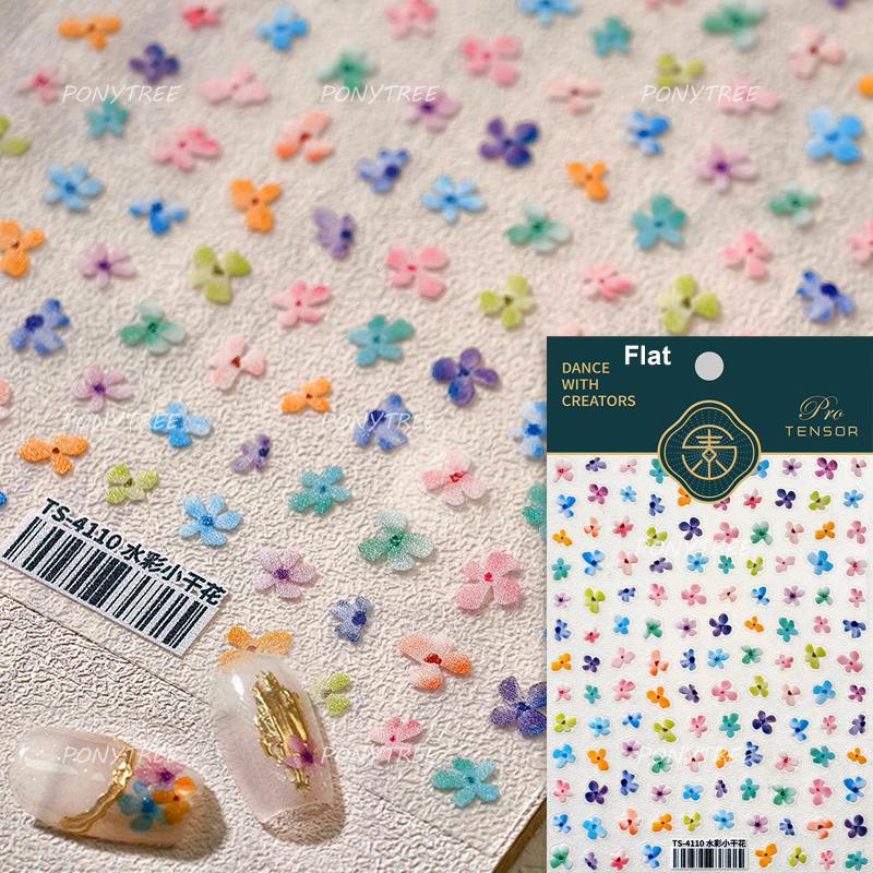 Colourful Frangipani Bright Lily Flowers Gradual Petal Vivid Dew Delicate Romantic Nail Art Stickers Manicure Decals Decorations