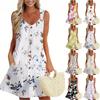 Women's Summer Dress With Pocket Sleeveless Floral Print Sundress