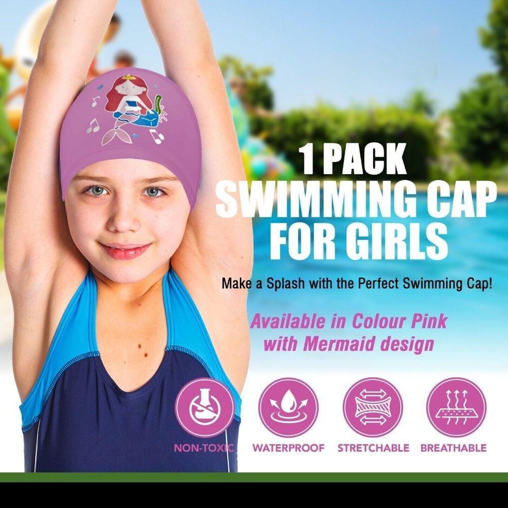 Waterproof Kids Swimming Cap Silicone Durable Pool Bathing Hats Swimsuit Children