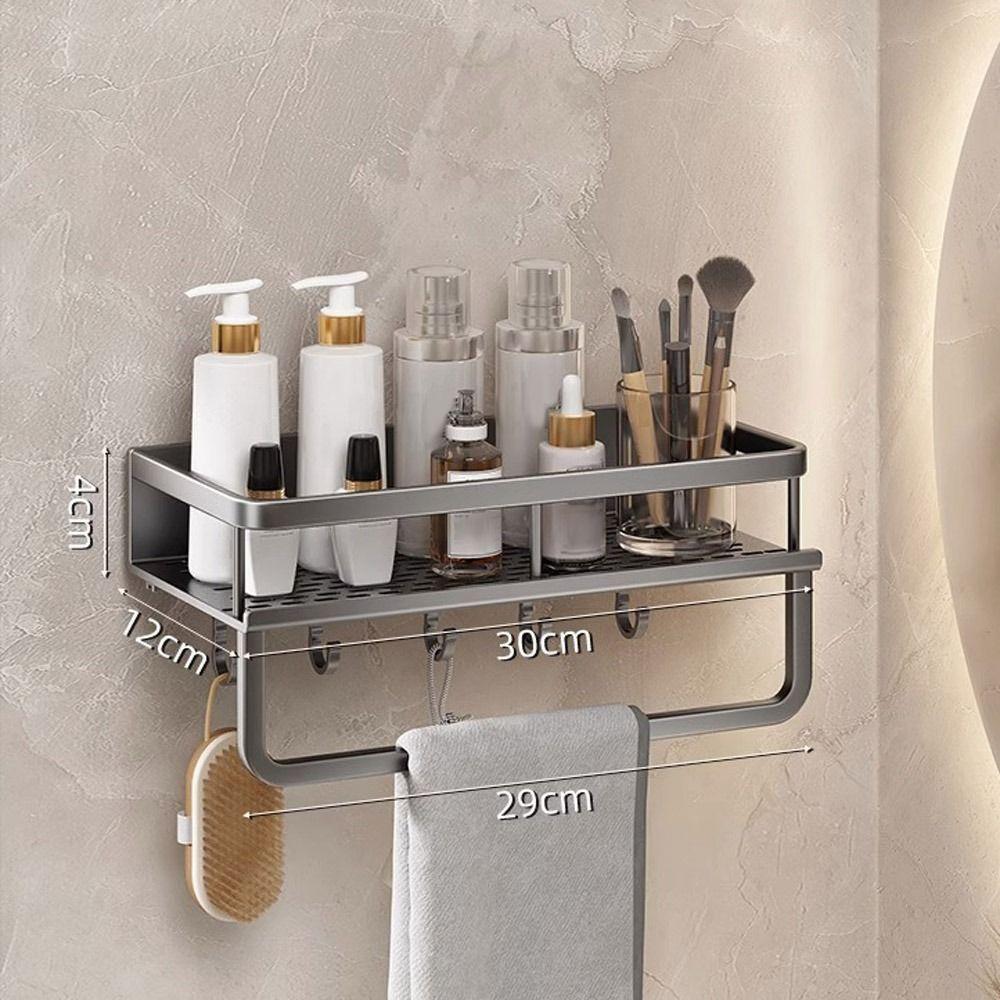 No Drill Shower Organizer Aluminum Corner Shower Shelf Multi-function Bathroom Shelves  Bathroom