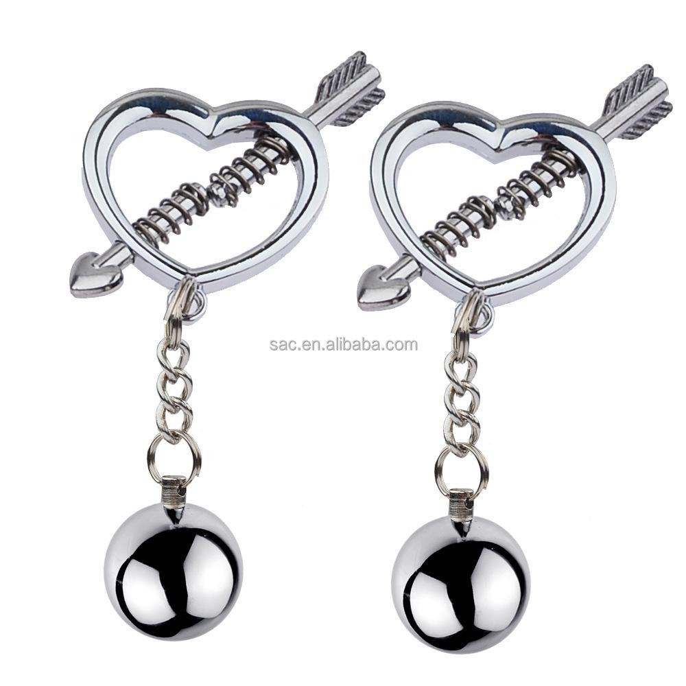 SacKnove Heart Stars Shape Pendant Decorative Nipple Clamps Naughty Thingy Vaginal Clips Jewelry Sex Toys Breast Clip for Women