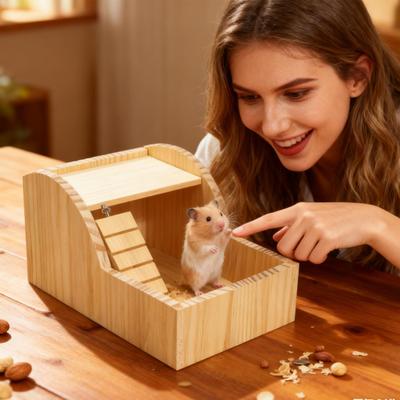 Песочная ванна для хомяков Съемная с лестницей Деревянная купалка для хомяков Для обогащения Уход за питомцами Комфорт Домашняя клетка Стиль жизни