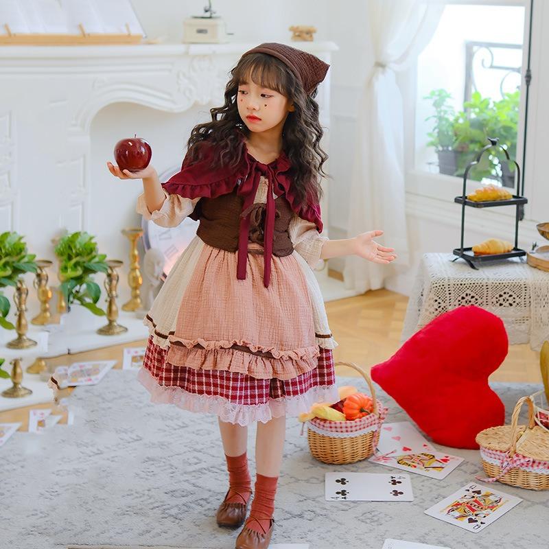 Little Red Riding Hood Shawl Cape Christmas Pastoral Children's Dress Cinderella Halloween Children's Costume