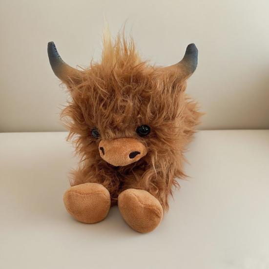 Highland Cow Plush Toy Cute Yak Doll with Long Fluffy Hair Soft