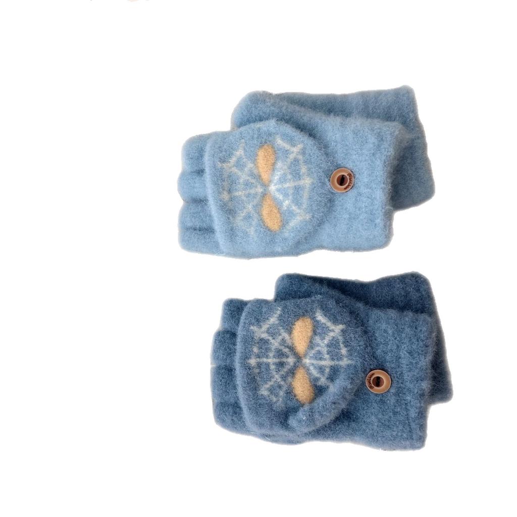 Детские мультяшные перчатки Зимние теплые для мальчиков и девочек для письма Пятипалые Человек-паук с откидным верхом Вязаные перчатки