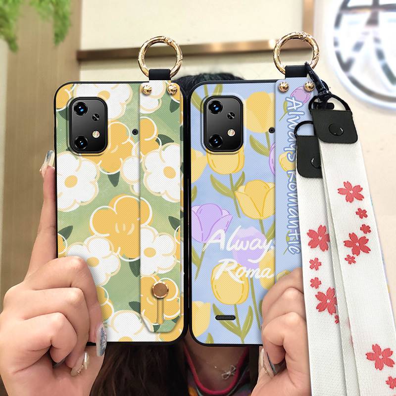Oil Painting Flower Phone Case For UMIDIGI Bison X20 Wristband Wrist Strap Kickstand Soft Case Ring Protective Durable