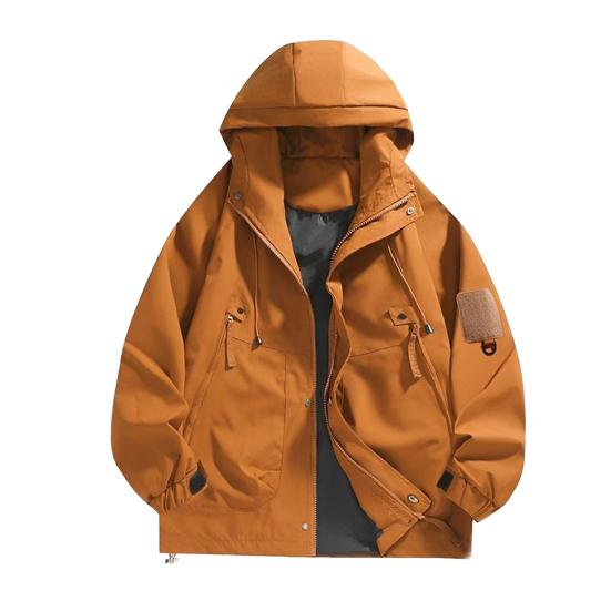 Мужская куртка с капюшоном, длинным рукавом, ветрозащитная, водонепроницаемая, ветровка, дизайн с несколькими карманами, повседневный спортивный стиль, верхняя одежда
