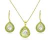 Moissanite Zircon Kundan Pendant Earring Set Gold Plated 925 Sterling Silver Women Jewelry