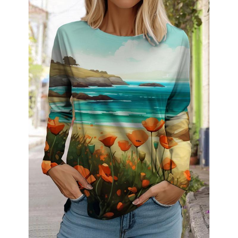 Модная женская футболка с длинным рукавом с цветочным узором, толстовка для девочек в стиле Харадзюку, одежда для взрослых с 3D-принтом в виде бабочки, женские топы, футболки