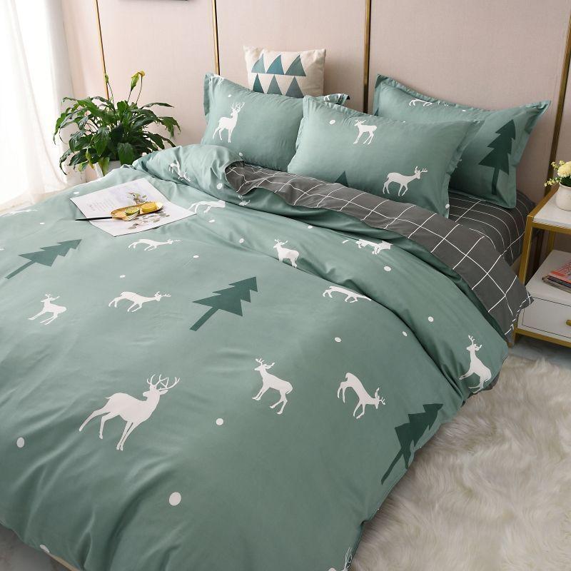 Мультяшный комплект из четырех предметов, пододеяльник, простыня, принадлежности для общежития, комплект из трех предметов для одной двуспальной кровати