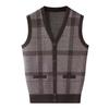 Men's Plus Size V-Neck Jacquard Knitted Cardigan Vest for Autumn/Winter