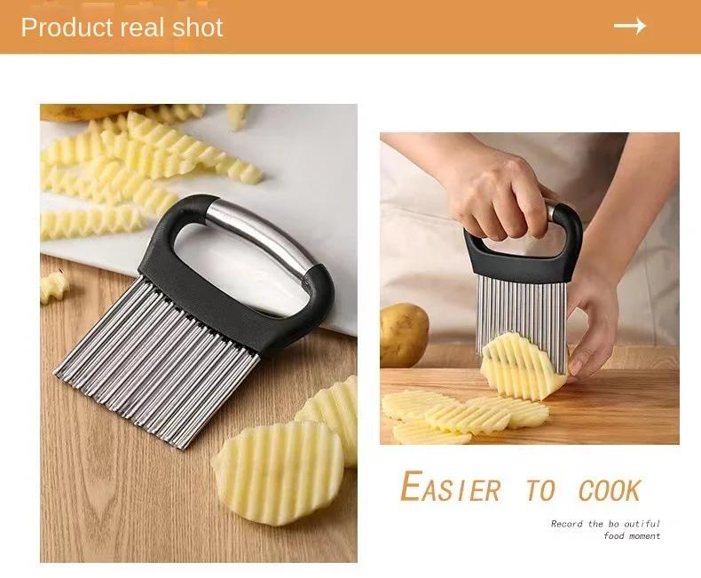 Обновите свою кухню с помощью волнистого ножа-измельчителя для фруктов, овощей, салата, моркови, картофеля и картофеля фри.