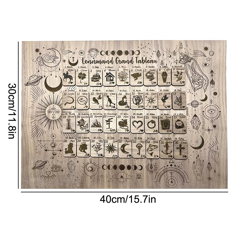 Деревянная большая доска для чтения карт Ленорман с мини-картами Таро, колода Оракула, гадания, вечеринка, настольная