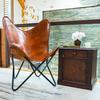Leather Butterfly Chair, Antique Leather Cover, Handmade Decorative Chairs, Folding Chair Gift, Comfortable Dining Room Chair, Lounge Chair