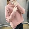 Утепленный свитер с высоким воротом для женщин осень и зима короткий однотонный теплый пуловер универсальный с длинным рукавом флисовый свободный вязаный свитер