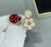 Ladybug Flower Ring Exquisite Cute Fashionable Versatile Casual 2024 New 678 Three Size