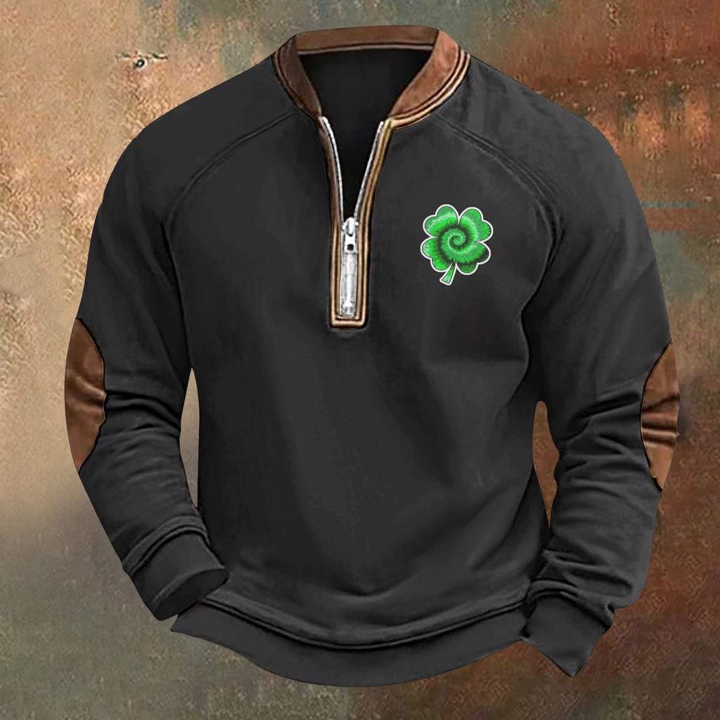 Men's St. Patrick's Day Vintage Casual Zip Sweatshirt Outdoor Casual Top