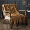 Plaid - Sixtine - Camel - 130 x 160 cm - 100% coton - Lavable à 30° C