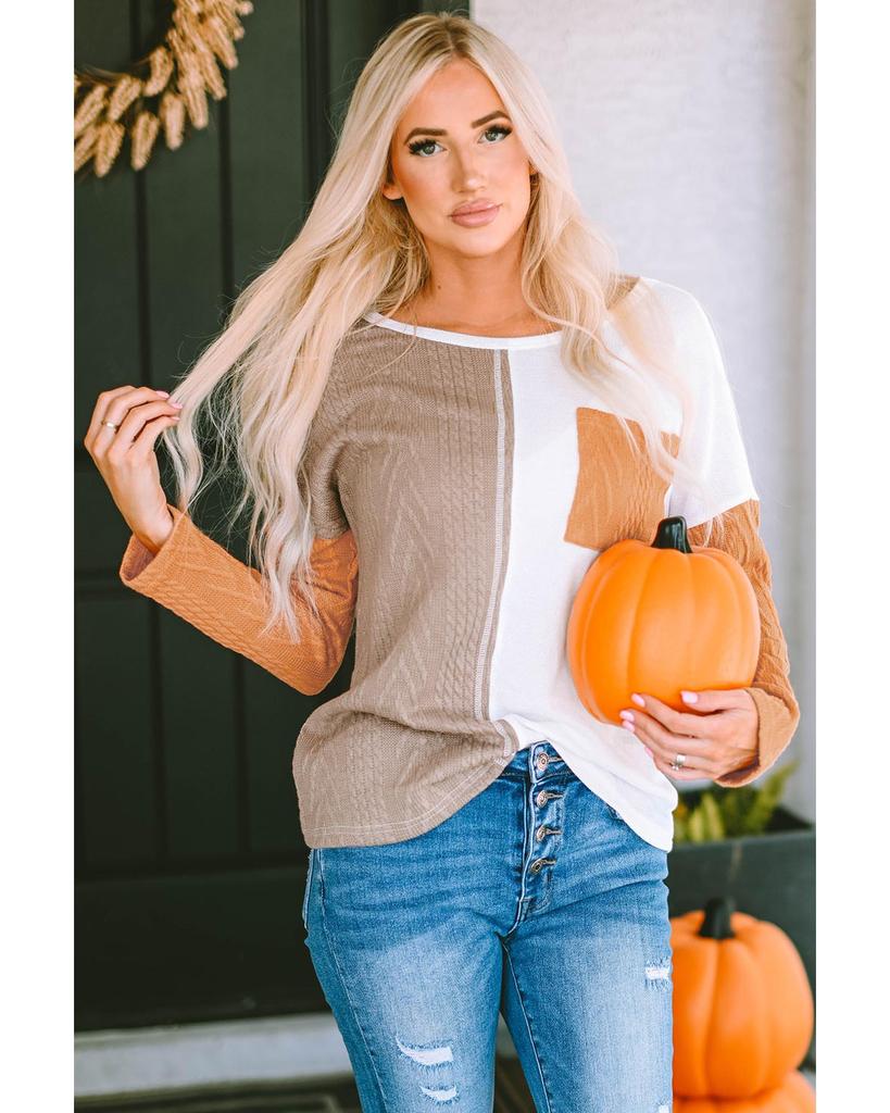 Azura Exchange Текстурированный трикотажный топ с нагрудным карманом в стиле колор-блок