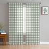 Grass Green Checkerboard Sheer Curtains For Living Room Bedroom Kids Room Tulle Window Treatment Drapes