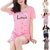 Женская одежда для сна с коротким рукавом с мультяшным принтом, милая женская летняя ночная рубашка, домашняя одежда