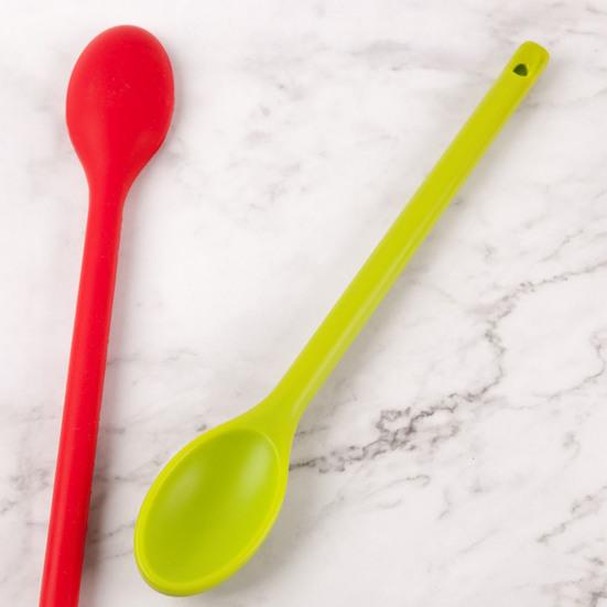 Long Handle Silicone Spoon, Heat Resistant Food Grade Stirring Spoon, Dishwasher Safe Non-stick Mixing Spoon Kitchen Utensils