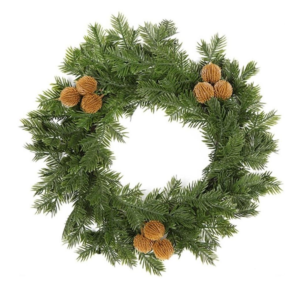 Incredible PVC Made Round Green Artificial Wreath For Your Home's Elegance
