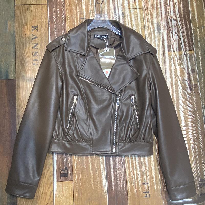 Весна и осень новый стиль мотоциклетная кожаная куртка женская короткая тонкая модная тонкая куртка топ трендовый бренд